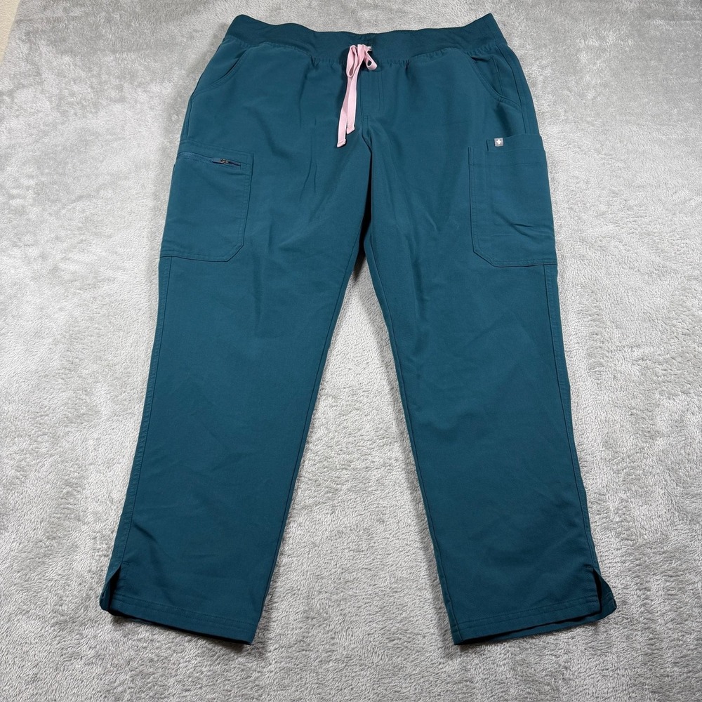 Figs Technical Yola Skinny Scrub Pants 2.0 Womens XL Petite Green Medical